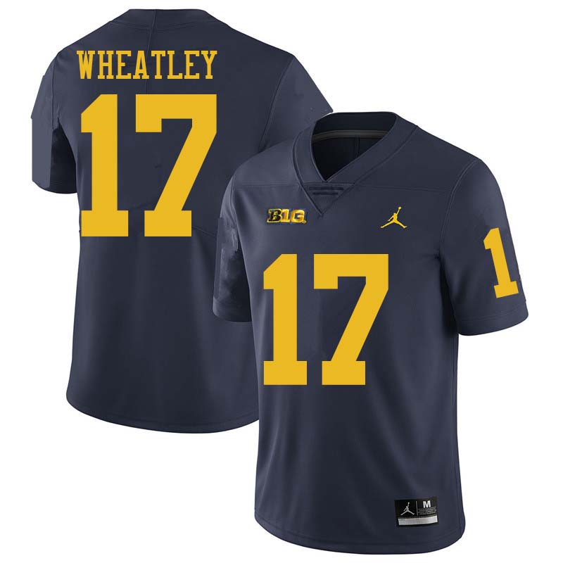 Jordan Brand Men #17 Tyrone Wheatley Michigan Wolverines College Football Jerseys Sale-Navy